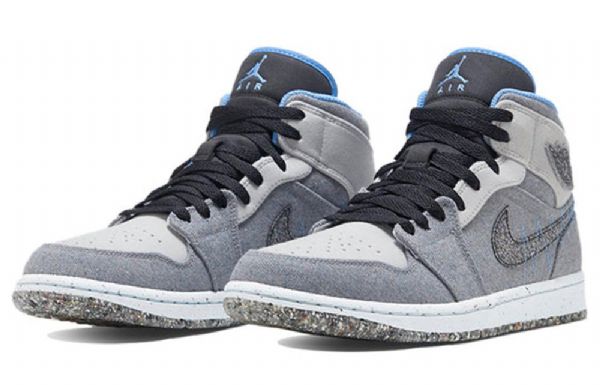 Nike Air Jordan 1 Mid Tops Retro Basketball Sko Til Mænd Grå Blå