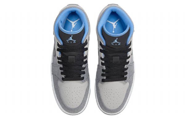 Nike Air Jordan 1 Mid Tops Retro Basketball Sko Til Mænd Grå Blå