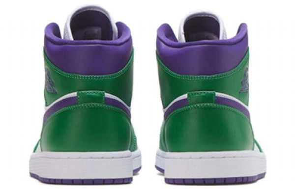 Nike Air Jordan 1 Mid Tops Retro Basketball Sko Til Mænd Grøn Hvid Lilla
