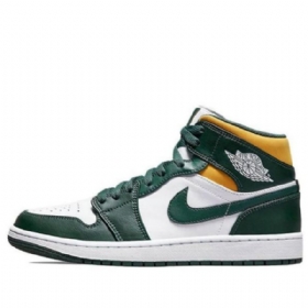 Nike Air Jordan 1 Mid Tops Retro Basketball Sko Til Mænd Grøn Sort
