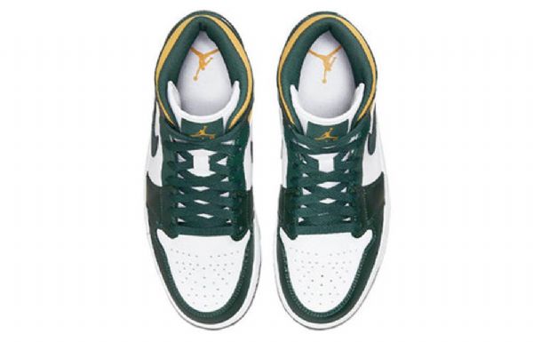Nike Air Jordan 1 Mid Tops Retro Basketball Sko Til Mænd Grøn Sort