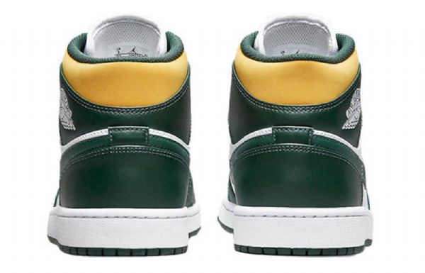 Nike Air Jordan 1 Mid Tops Retro Basketball Sko Til Mænd Grøn Sort
