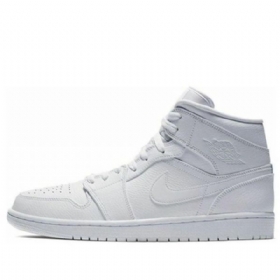 Nike Air Jordan 1 Mid Tops Retro Basketball Sko Til Mænd Hvid