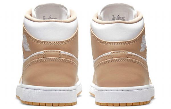 Nike Air Jordan 1 Mid Tops Retro Basketball Sko Til Mænd Khaki Hvid