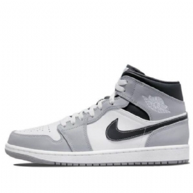 Nike Air Jordan 1 Mid Tops Retro Basketball Sko Til Mænd Lysegrå