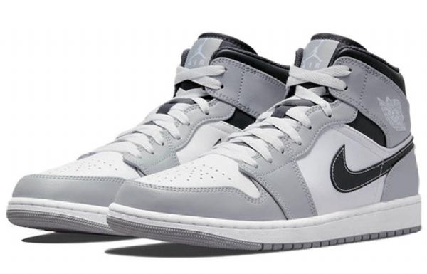 Nike Air Jordan 1 Mid Tops Retro Basketball Sko Til Mænd Lysegrå