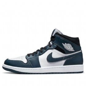 Nike Air Jordan 1 Mid Tops Retro Basketball Sko Til Mænd Mørkeblå Blå