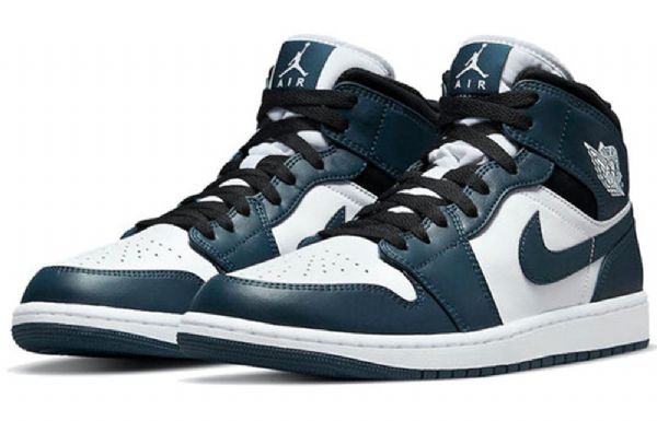 Nike Air Jordan 1 Mid Tops Retro Basketball Sko Til Mænd Mørkeblå Blå