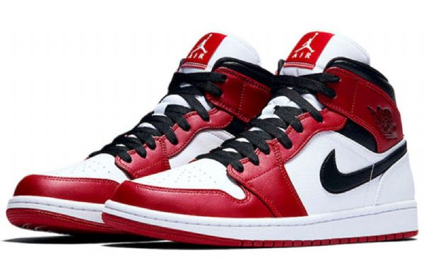 Nike Air Jordan 1 Mid Tops Retro Basketball Sko Til Mænd Rød Hvid