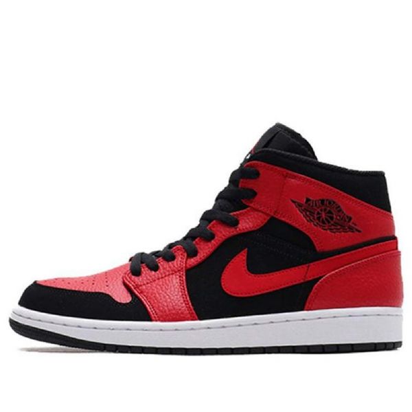Nike Air Jordan 1 Mid Tops Retro Basketball Sko Til Mænd Rød Sort
