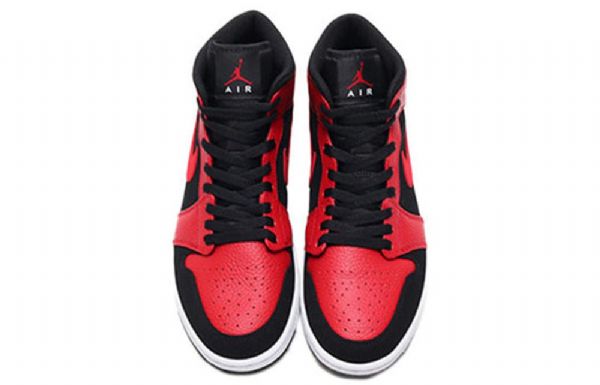 Nike Air Jordan 1 Mid Tops Retro Basketball Sko Til Mænd Rød Sort