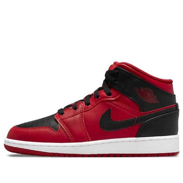 Nike Air Jordan 1 Mid Tops Retro Basketball Sko Til Mænd Rød Sort