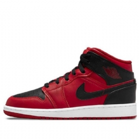 Nike Air Jordan 1 Mid Tops Retro Basketball Sko Til Mænd Rød Sort