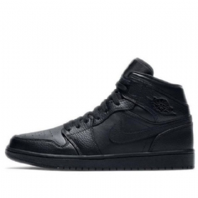 Nike Air Jordan 1 Mid Tops Retro Basketball Sko Til Mænd Sort