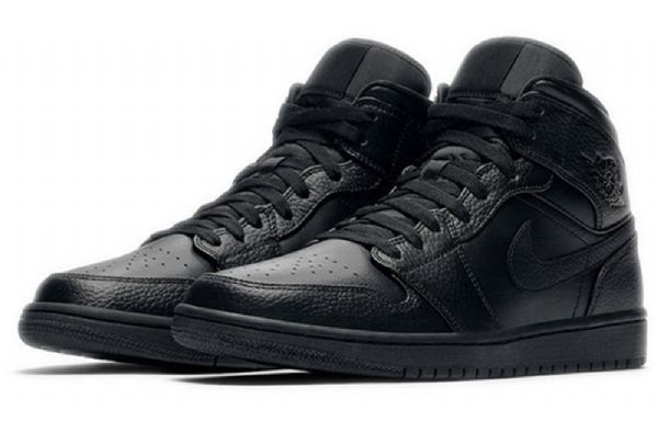 Nike Air Jordan 1 Mid Tops Retro Basketball Sko Til Mænd Sort