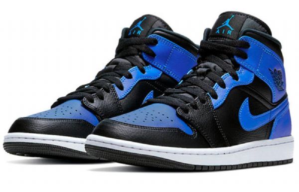 Nike Air Jordan 1 Mid Tops Retro Basketball Sko Til Mænd Sort Blå