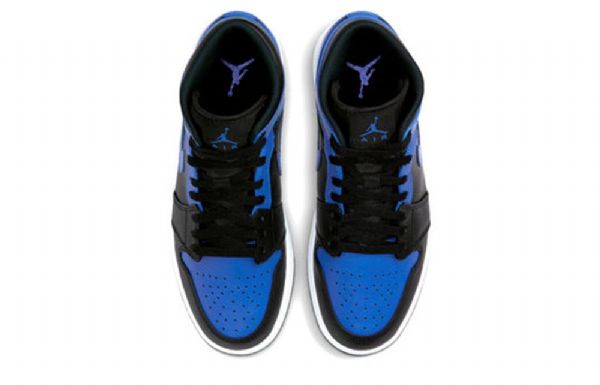 Nike Air Jordan 1 Mid Tops Retro Basketball Sko Til Mænd Sort Blå