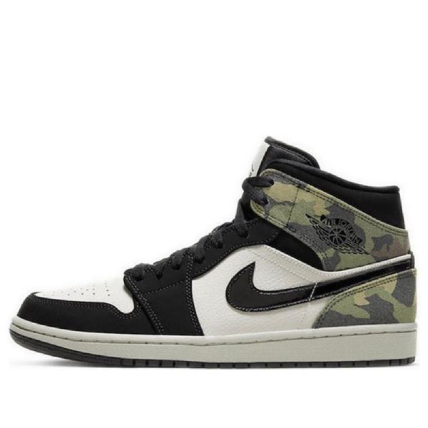 Nike Air Jordan 1 Mid Tops Retro Basketball Sko Til Mænd Sort Camouflage