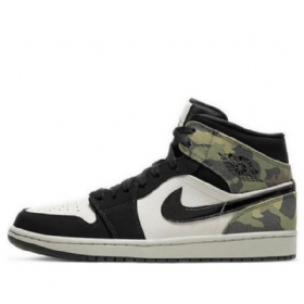 Nike Air Jordan 1 Mid Tops Retro Basketball Sko Til Mænd Sort Camouflage