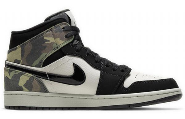 Nike Air Jordan 1 Mid Tops Retro Basketball Sko Til Mænd Sort Camouflage