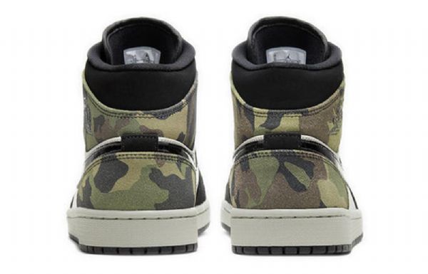 Nike Air Jordan 1 Mid Tops Retro Basketball Sko Til Mænd Sort Camouflage