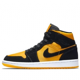 Nike Air Jordan 1 Mid Tops Retro Basketball Sko Til Mænd Sort Guld