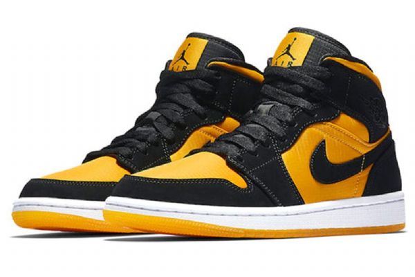 Nike Air Jordan 1 Mid Tops Retro Basketball Sko Til Mænd Sort Guld