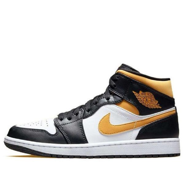 Nike Air Jordan 1 Mid Tops Retro Basketball Sko Til Mænd Sort Guld