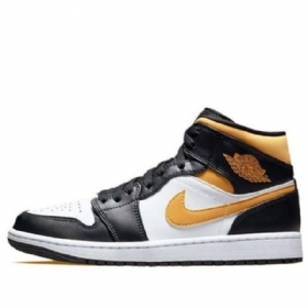 Nike Air Jordan 1 Mid Tops Retro Basketball Sko Til Mænd Sort Guld