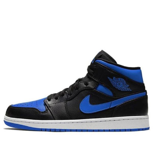 Nike Air Jordan 1 Mid Tops Retro Basketball Sko Til Mænd Sort Kongeblå
