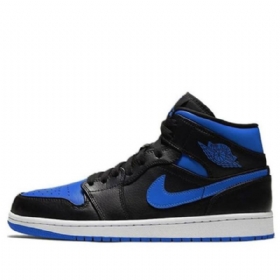 Nike Air Jordan 1 Mid Tops Retro Basketball Sko Til Mænd Sort Kongeblå