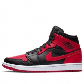 Nike Air Jordan 1 Mid Tops Retro Basketball Sko Til Mænd Sort Rød