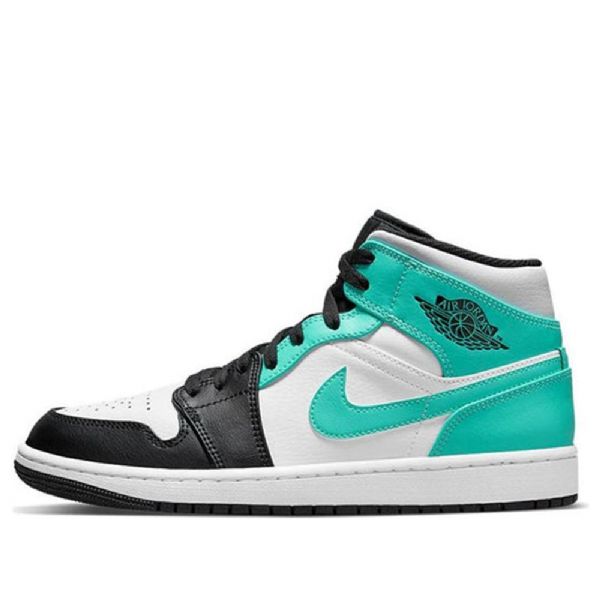 Nike Air Jordan 1 Mid Tops Retro Basketball Sko Til Mænd Sort Turkis