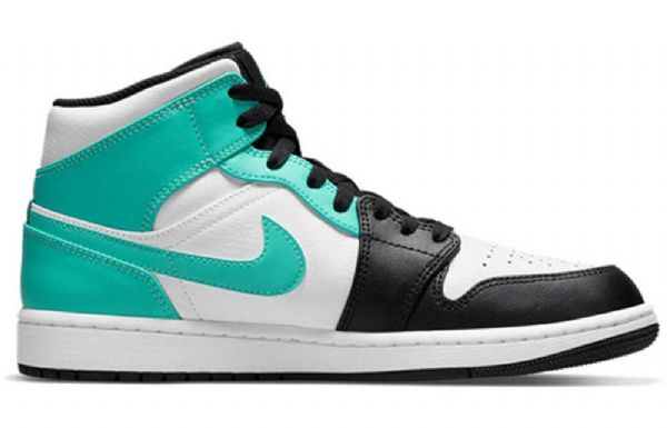 Nike Air Jordan 1 Mid Tops Retro Basketball Sko Til Mænd Sort Turkis