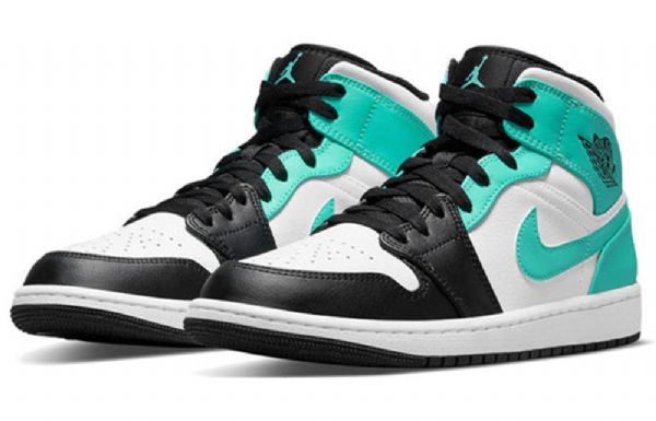 Nike Air Jordan 1 Mid Tops Retro Basketball Sko Til Mænd Sort Turkis