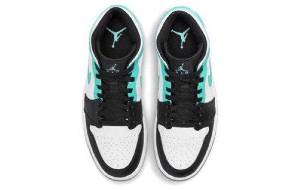 Nike Air Jordan 1 Mid Tops Retro Basketball Sko Til Mænd Sort Turkis