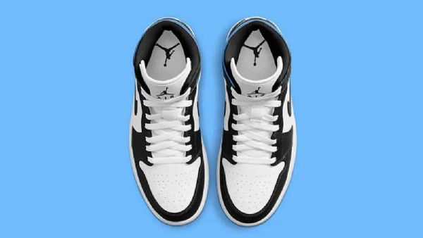 Nike Air Jordan 1 Mid Tops Royal Sko Til Damer Blå Sort Hvid