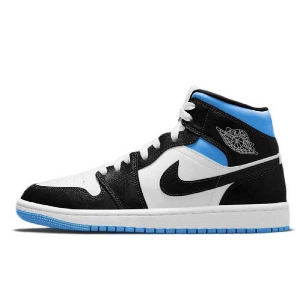 Nike Air Jordan 1 Mid Tops Royal Sko Til Mænd Kongeblå Sort Hvid