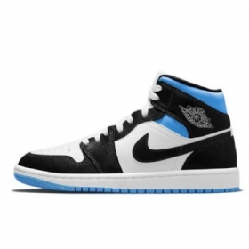 Nike Air Jordan 1 Mid Tops Royal Sko Til Mænd Kongeblå Sort Hvid