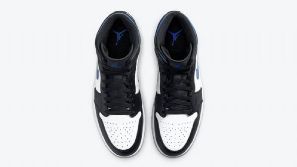 Nike Air Jordan 1 Mid Tops Royal Sko Til Mænd Sort Hvid Blå