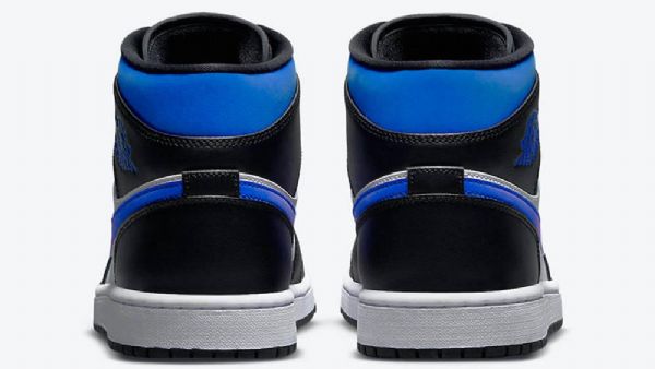 Nike Air Jordan 1 Mid Tops Royal Sko Til Mænd Sort Hvid Blå