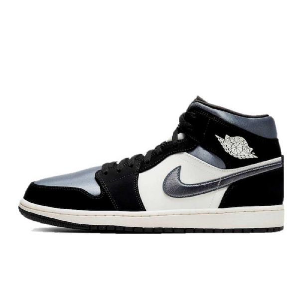 Nike Air Jordan 1 Mid Tops Satin Sko Til Mænd Grå