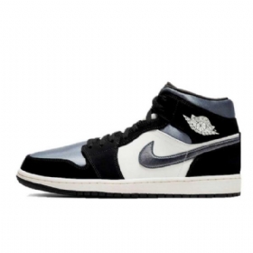 Nike Air Jordan 1 Mid Tops Satin Sko Til Mænd Grå