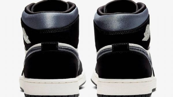 Nike Air Jordan 1 Mid Tops Satin Sko Til Mænd Grå