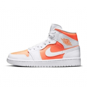 Nike Air Jordan 1 Mid Tops Se Bright Citrus Sko Til Mænd Hvid Orange