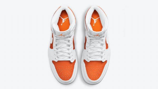 Nike Air Jordan 1 Mid Tops Se Bright Citrus Sko Til Mænd Hvid Orange