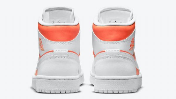 Nike Air Jordan 1 Mid Tops Se Bright Citrus Sko Til Mænd Hvid Orange
