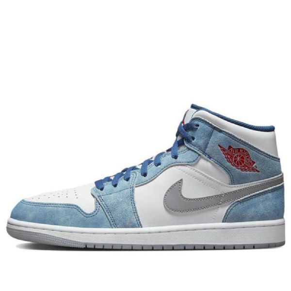 Nike Air Jordan 1 Mid Tops Se Fransk Retro Basketball Sko Til Mænd Blå