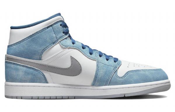 Nike Air Jordan 1 Mid Tops Se Fransk Retro Basketball Sko Til Mænd Blå