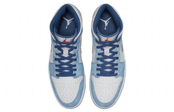 Nike Air Jordan 1 Mid Tops Se Fransk Retro Basketball Sko Til Mænd Blå